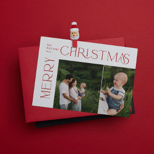 Cartes Pour Fêtes Annuelles Joyeux Noël 2 Photo Typographie rouge
