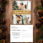 Cartes Pour Fêtes Annuelles Joyeux Noel 3 Photo<br><div class="desc">Cette fabuleuse carte postale 3 vacances photo avec "Joyeux Noel!" dans une police de caractères de script moderne et votre nom de famille et année dans une police de caractères casquettes traditionnelle et nette, en blanc sur or, est parfaite pour envoyer à votre famille et vos amis. Tout le monde...</div>