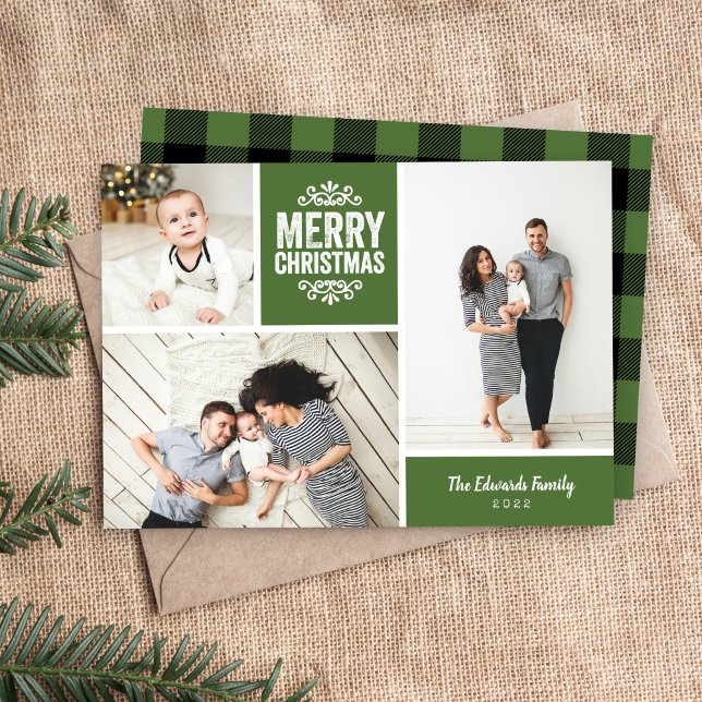 Cartes Pour Fêtes Annuelles Joyeux Noël 3 Photo Collage (Créateur téléchargé)