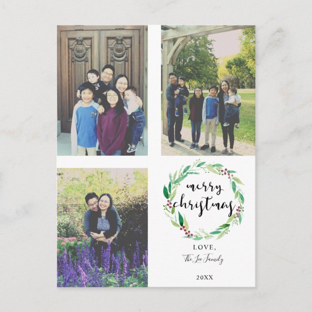 Cartes Pour Fêtes Annuelles Joyeux Noël 3 Photo Collage de la famille Lettres (Devant)