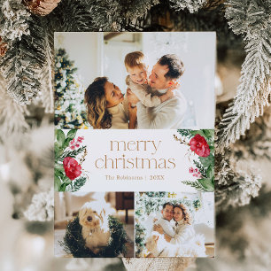 Cartes Pour Fêtes Annuelles Joyeux Noël 3 Photo Hiver Botanique Verdure