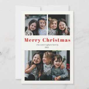 Cartes Pour Fêtes Annuelles Joyeux Noël 3 Photo Simple Holiday Card