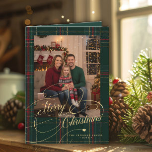 Cartes Pour Fêtes Annuelles Joyeux Noël 3 photos carreaux tartan Noël