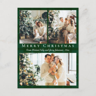 Cartes Pour Fêtes Annuelles joyeux noël 3 photos de buffle vert plaid
