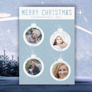 Cartes Pour Fêtes Annuelles Joyeux Noël 4 Boules Bleu Collage de photos de fam