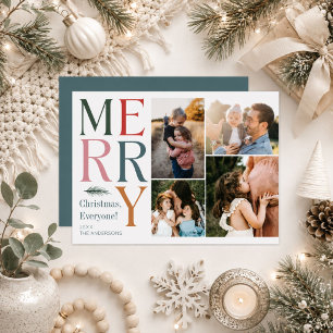 Cartes Pour Fêtes Annuelles Joyeux Noël 4 Collage de photos de famille Moderne