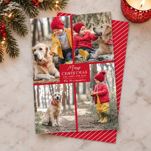 Cartes Pour Fêtes Annuelles Joyeux Noël 4 Collage de photos Rouge
