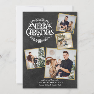 Cartes Pour Fêtes Annuelles Joyeux Noël 4 Collage de photos Tableau noir