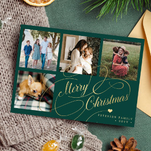 Cartes Pour Fêtes Annuelles Joyeux Noël 4 photo collage élégant script