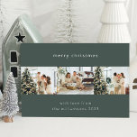 Cartes Pour Fêtes Annuelles Joyeux Noël 4 Photo Collage horizontal<br><div class="desc">Carte de vacances minimaliste Joyeux Noël Multi 4 Photo Collage Horizontal en Vert Solide</div>