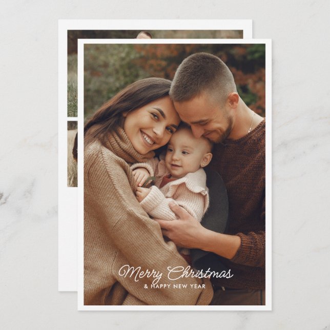 Cartes Pour Fêtes Annuelles Joyeux Noël 4-Photo Message personnel (Devant / Derrière)