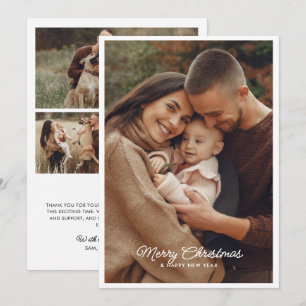 Cartes Pour Fêtes Annuelles Joyeux Noël 4-Photo Message personnel