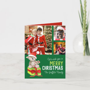 Cartes Pour Fêtes Annuelles Joyeux Noël 4 photo ours boîte cadeau vert