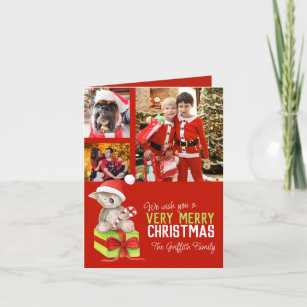 Cartes Pour Fêtes Annuelles Joyeux Noël 4 photos de famille portent sur une bo