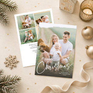 Cartes Pour Fêtes Annuelles Joyeux Noël 4 Photos Script Moderne