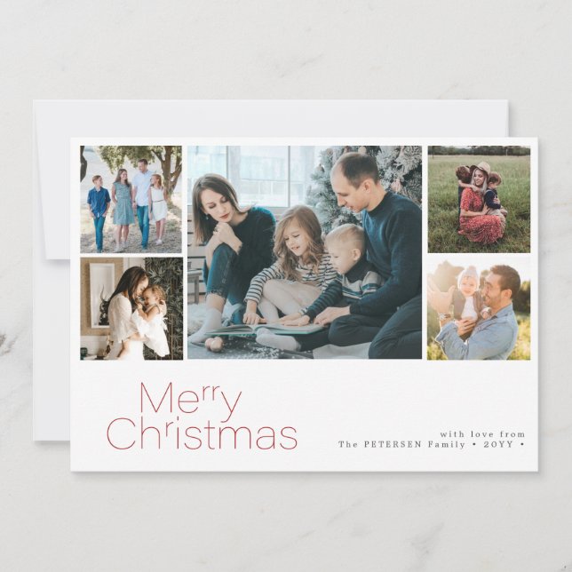 Cartes Pour Fêtes Annuelles Joyeux Noël 5 photo collage moderne (Devant)