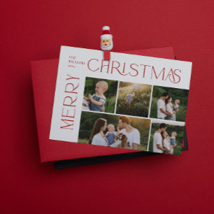 Cartes Pour Fêtes Annuelles Joyeux Noël 5 Photo Typographie rouge