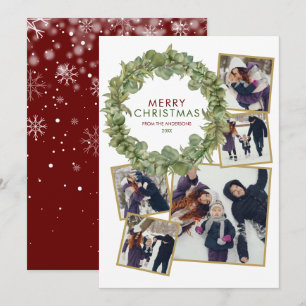 Cartes Pour Fêtes Annuelles Joyeux Noël 5 Photos Montage Couronne Bourgogne