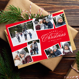 Cartes Pour Fêtes Annuelles Joyeux Noël 7 collage photo rouge famille