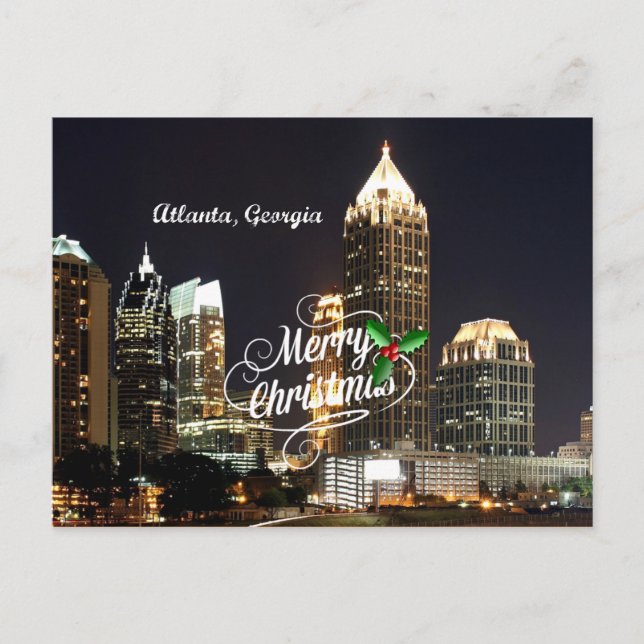 Cartes Pour Fêtes Annuelles Joyeux Noël à Atlanta, Géorgie (Devant)