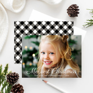 Cartes Pour Fêtes Annuelles Joyeux Noël à carreaux noirs et blancs