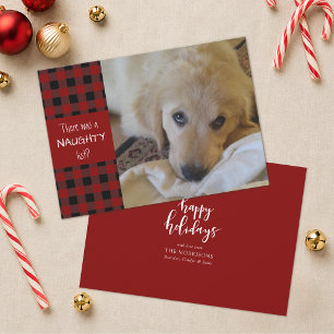 Cartes Pour Fêtes Annuelles Joyeux Noël à carreaux rouges "Joyeuses Fêtes"