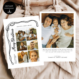 Cartes Pour Fêtes Annuelles Joyeux Noël à la famille avec un nœud 7 Photos