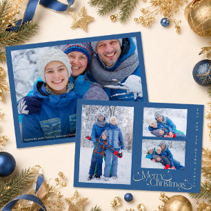 Cartes Pour Fêtes Annuelles Joyeux Noël à la famille de quatre personnes en bl