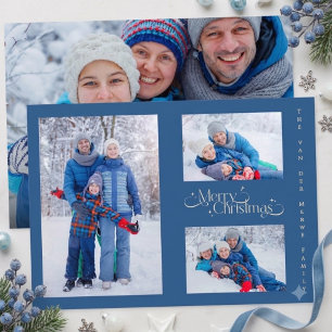 Cartes Pour Fêtes Annuelles Joyeux Noël à la famille de quatre personnes en bl