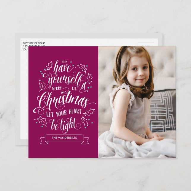 Cartes Pour Fêtes Annuelles Joyeux Noël à la main (Devant / Derrière)