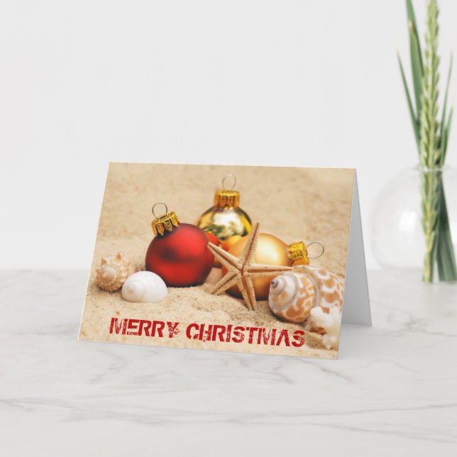 Cartes Pour Fêtes Annuelles Joyeux Noël à la plage (Devant)