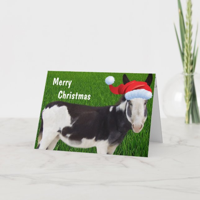 Cartes Pour Fêtes Annuelles Joyeux Noël à l'âne de ferme (Devant)