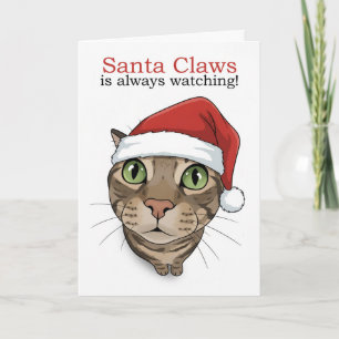 Cartes Pour Fêtes Annuelles Joyeux Noël à tous avec un chat drôle en chapeau d