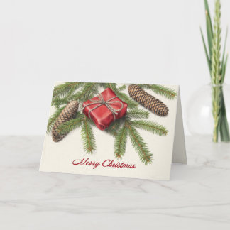 Cartes Pour Fêtes Annuelles Joyeux Noël à tous Branches de pin et cadeau