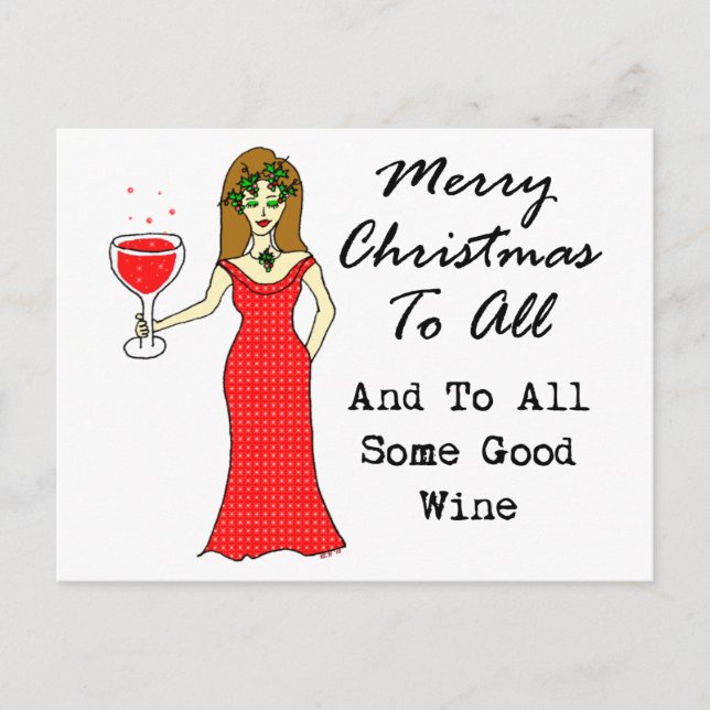 Cartes Pour Fêtes Annuelles Joyeux Noël À Tous Et À Tous Un Bon Vin (Devant)