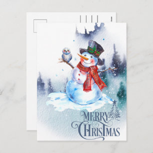Cartes Pour Fêtes Annuelles Joyeux Noël Abstrait Snowman scène d'hiver