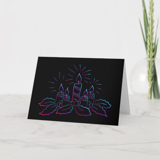 Cartes Pour Fêtes Annuelles Joyeux noël advent wreath neon (Devant)