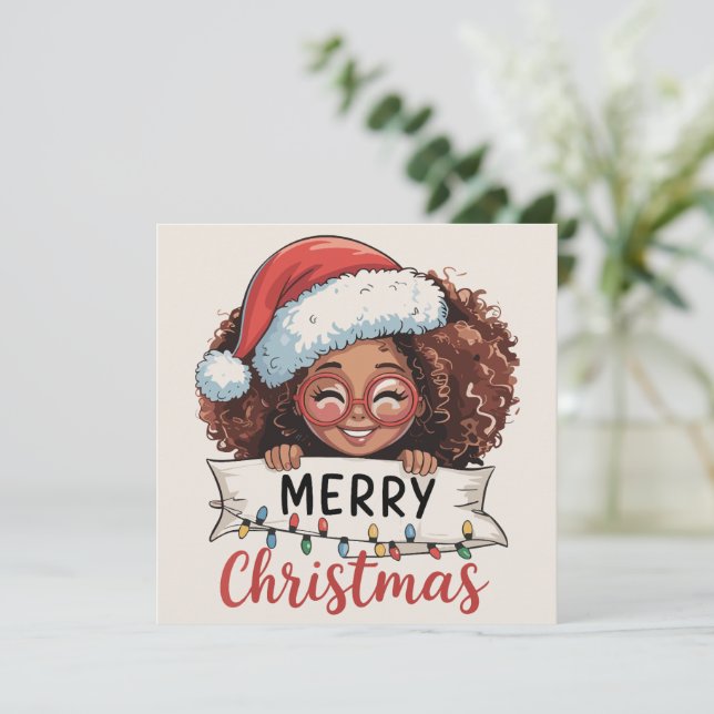 Cartes Pour Fêtes Annuelles Joyeux Noël afro-américain Africain noir  (Debout devant)