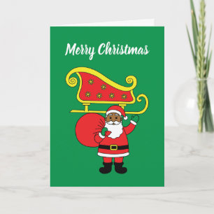 Cartes Pour Fêtes Annuelles Joyeux Noël Afro-Américain Père Noël Vert