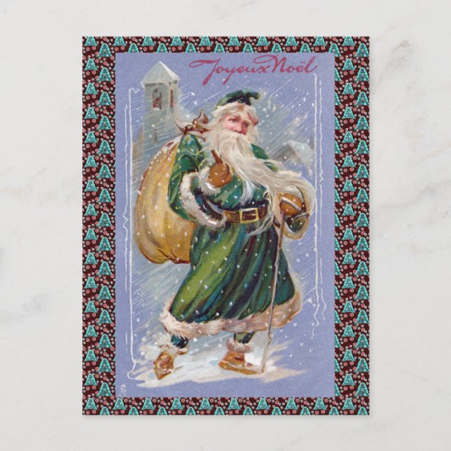 Cartes Pour Fêtes Annuelles Joyeux Noel aka Joyeux Noël Vert Père Noël (Devant)