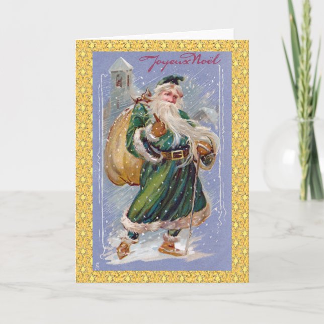 Cartes Pour Fêtes Annuelles Joyeux Noel aka Joyeux Noël Vert Père Noël (Devant)