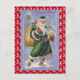 Cartes Pour Fêtes Annuelles Joyeux Noel aka Merry Christmas Green Santa Claus