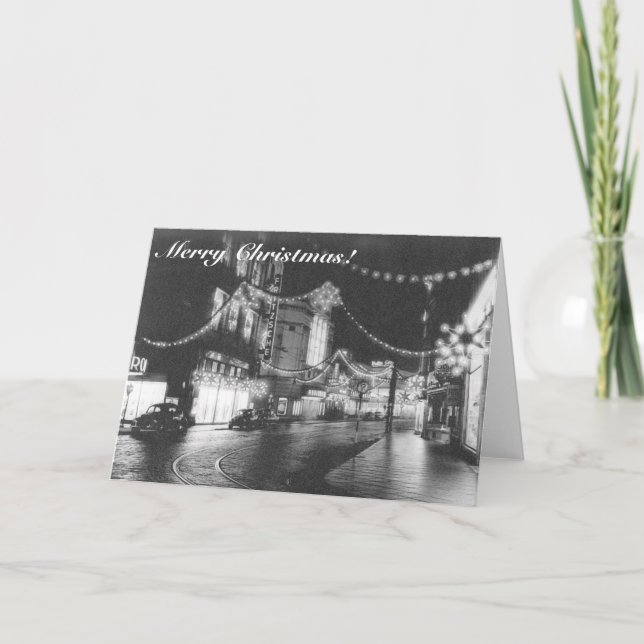 Cartes Pour Fêtes Annuelles Joyeux Noël allemand noir et blanc Photo 1950 (Devant)