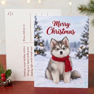 Cartes Pour Fêtes Annuelles Joyeux Noël amateur de chien Pomsky mignon Husky
