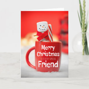 Cartes Pour Fêtes Annuelles Joyeux Noël Ami Bonhomme de Neige en Guimauve