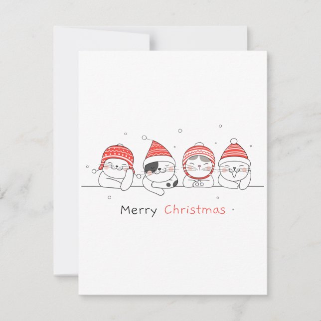 Cartes Pour Fêtes Annuelles Joyeux Noël amis Kitty (Devant)