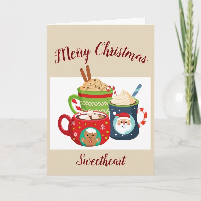 Cartes Pour Fêtes Annuelles Joyeux Noël Amour Amour Chaud Chocolat Chaud (Devant)