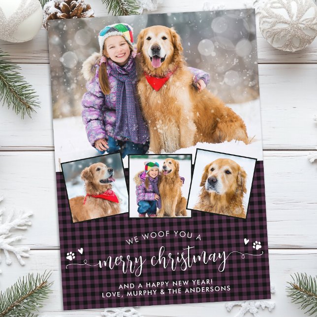 Cartes Pour Fêtes Annuelles Joyeux Noël Amoureux des chiens Ferme Photo Collag (Créateur téléchargé)