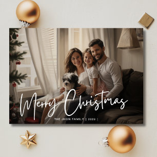 Cartes Pour Fêtes Annuelles Joyeux Noël Amusants Famille Photo Chic Rouge