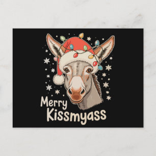 Cartes Pour Fêtes Annuelles Joyeux Noël Âne Chapeau de Père Noël Lumières de N